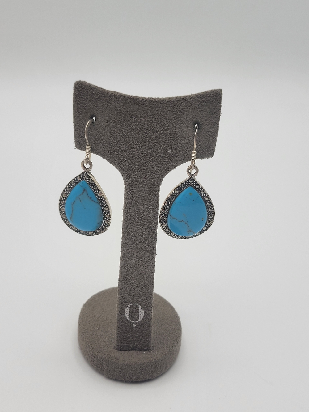 Sterling Silver Nickel Free Turquoise Dangle Tear drop Earrings - Picture 3 of 8